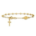 thumbnail image 3 of Primal Gold 14 Karat Yellow Gold Polished Diamond-cut Cross and Miraculous Medal 0.75 Inch Extension Bracelet, 3 of 5