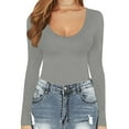 thumbnail image 4 of Women Comfortable Womens Crew Neck Long Sleeve Bodysuit Sleek Tops for Occasions and Everyday Wear Body Suits Women Clothing, 4 of 4