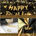 thumbnail image 2 of Happy Birthday Backdrop Banner Black Gold Happy Birthday Poster Photo Booth Background for Men Women Birthday Anniversary Party Decoration Supplies, 2 of 5