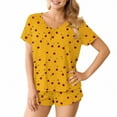 thumbnail image 4 of FRSASU Women Pajamas Set 2 Piece Cute Cherry Print Short Sleeve V Neck Top with Shorts Set Sleepwear with Pocket Yellow XL(XL), 4 of 8
