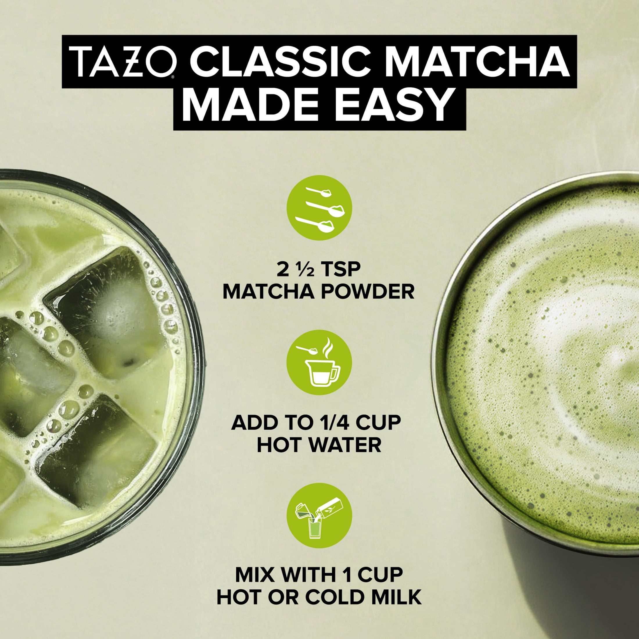 TAZO Organic Classic Matcha Latte Barista Blend Powder 10 Servings