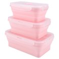 thumbnail image 2 of Portable Silicone Lunch Box Set Folding Microwave Safe Lunchbox Food Container Pink, 2 of 13