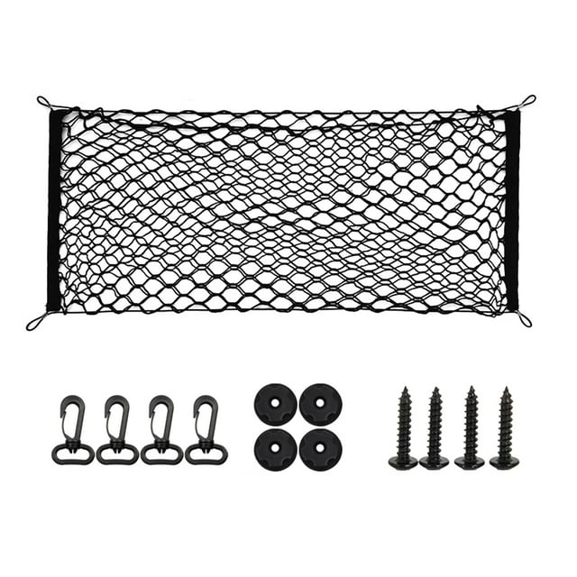 Soumake Organisateur de Filet de Rangement pour Voiture Installation Simple Utilisation Polyvalente Support de Bagages Robuste Filet de Rangement pour Coffre avec Kit de Montage