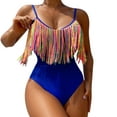 thumbnail image 2 of BSDJILFG Women's Bikini Swimsuits ,One-Piece High Waisted Bikini Spaghetti Strap Tassel Bodysuits for Women Summer Bathing Suits, 2 of 7