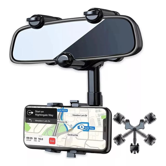 Soporte Celular Automóvil Espejo Retrovisor 180 Grados BA-025