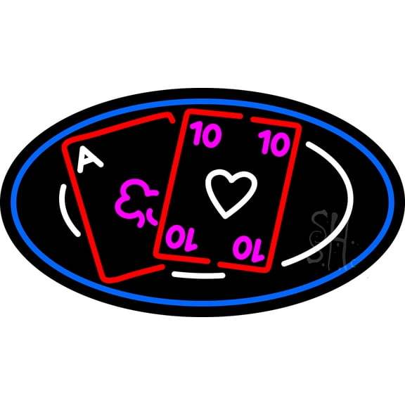 Poker Cards 2 LED Neon Sign 20 x 37 - inches, Black Square Cut Acrylic Backing, with Dimmer - Bright and Premium built indoor LED Neon Sign for wall décor, arcarde, and storefront.