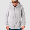 thumbnail image 2 of Men's Plus Size Casual Color Block Plush Sweatshirt Hoodie Loose Blouse Warm Coat Winter Top Blouse Slim Casual Solid Soft Top Coat Long Sleeve Hooded Sweatshirt Top Jacket, 2 of 7