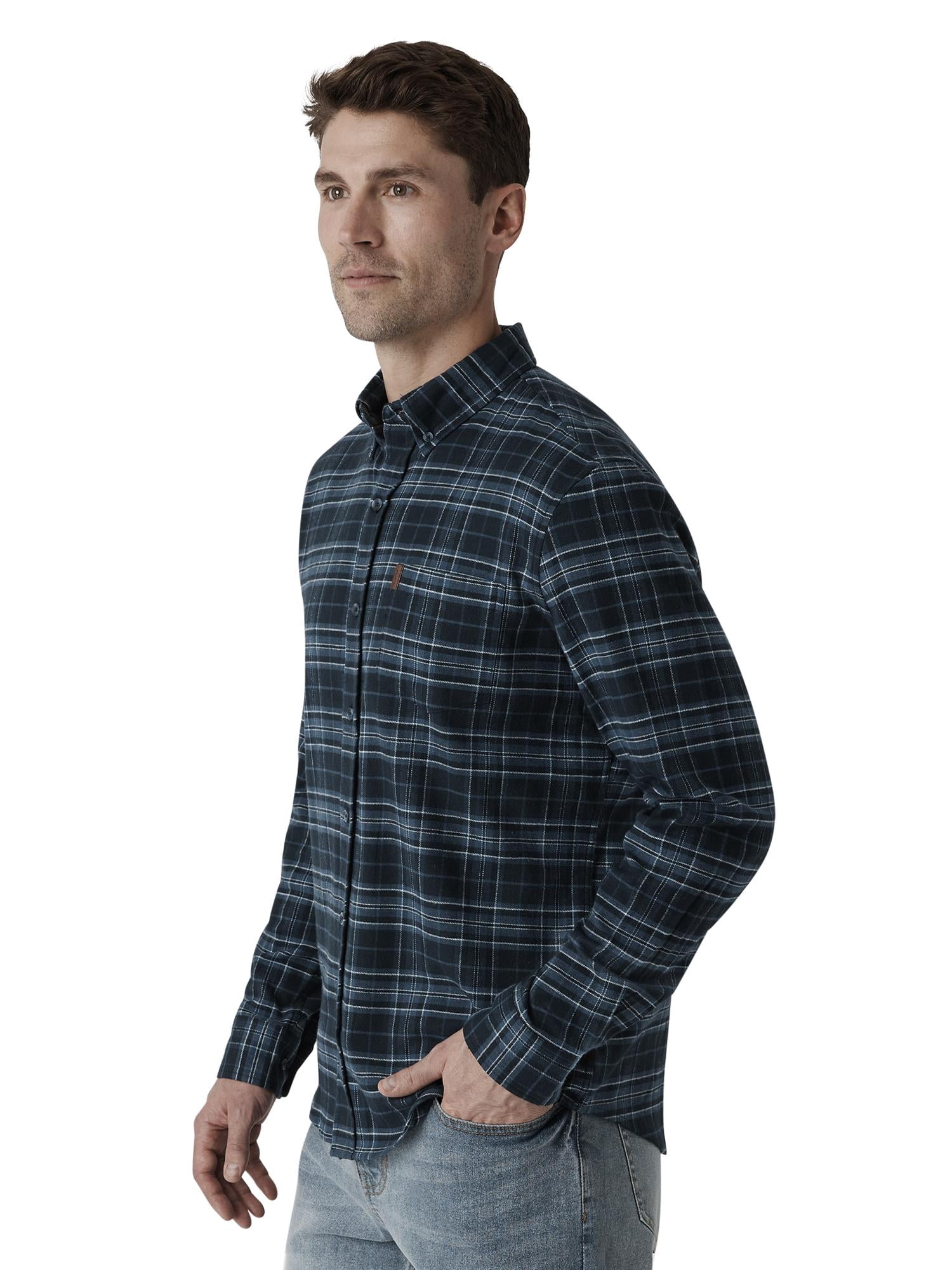 Chaps Men's & Big Men's Long Sleeve Stretch Button Down Flannel Shirt
