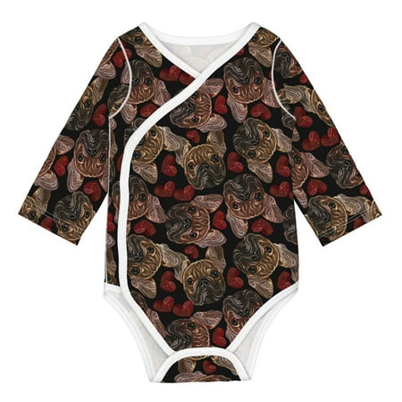 

Coaee Hearts and French Bulldog for Soft Cotton Baby Long-Sleeve Bodysuit Girls Boys Bodysuit Romper