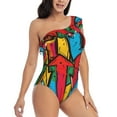 thumbnail image 3 of Goofa Colorful Arrow Graffiti Pattern Pattern Women's One Piece Swimsuits Tummy Control Bathing Suits Asymmetric One Shoulder Swimwear-Medium, 3 of 6