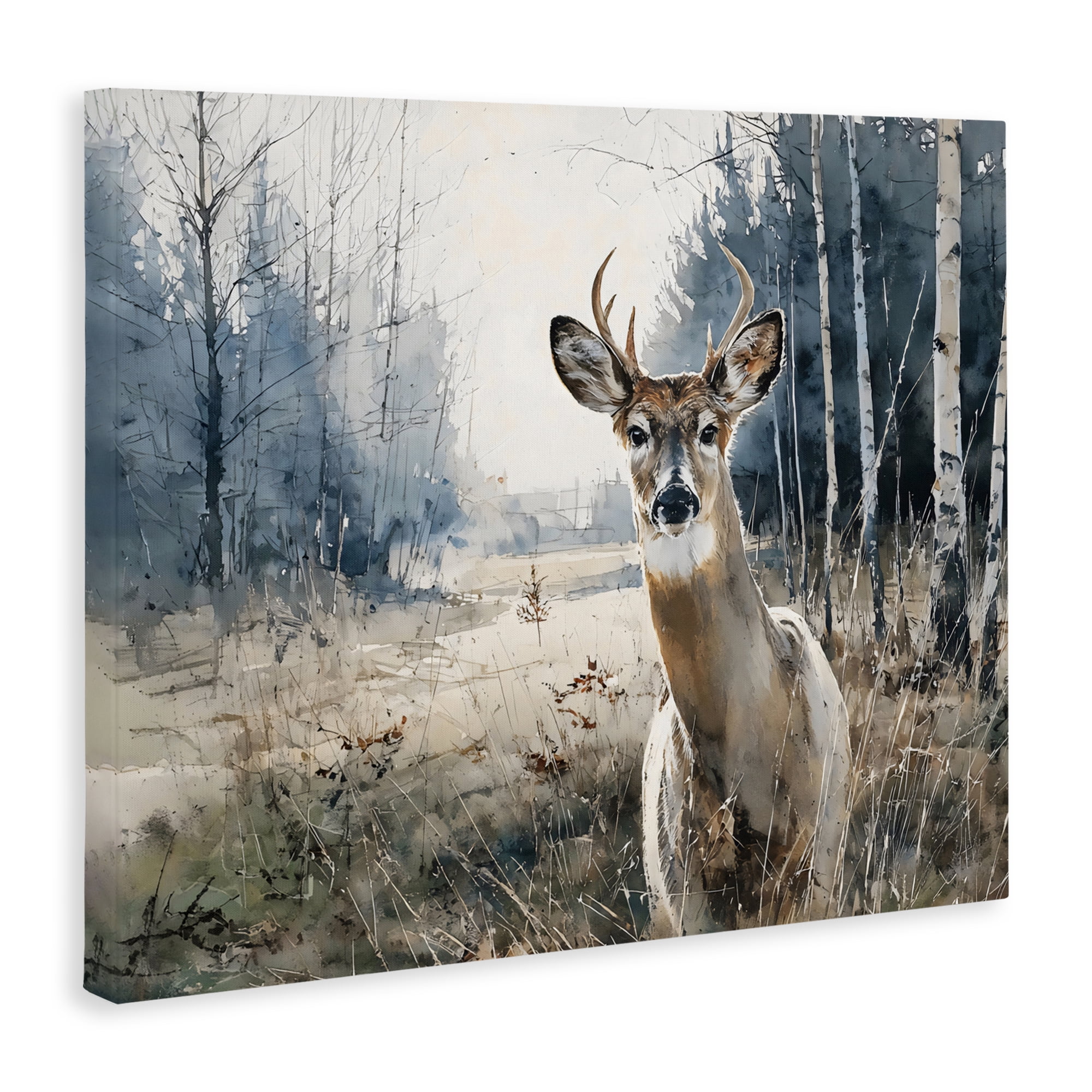Stupell Industries Deer in Winter Wilderness Canvas Wall Art, design by Franklyn Gregory