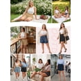 thumbnail image 4 of SHOWMALL Shorts for Women's Plus Size Summer Casual Elastic High Waist Wide Leg Beach Shorts with Pockets Misty Blue 3X, 4 of 10