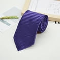 thumbnail image 5 of Eosunjian Men Solid Color Jacquard Business Tie Formal Twill Slim Necktie Wedding Office Work Tie Suit Accessories Navy Blue, 5 of 13