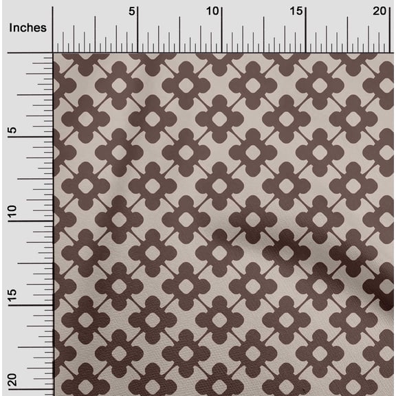 oneOone Velvet Brown Fabric Floral & Tiles Moroccan Sewing Craft Projects Fabric Prints By Yard 58 Inch Wide