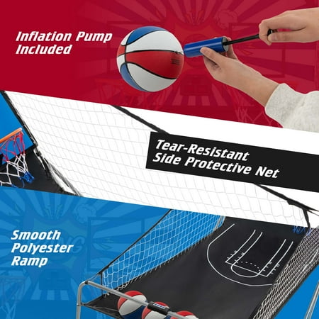 Costway - Dual Shot Basketball Arcade Game with 8 Game Modes Arcade Sound Electronic Scoring - Red