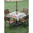 thumbnail image 3 of Grey Easter Outdoor Tablecloth - 60x60 Inch Square Dining Table Cover, Spring Cartoon Bunny Colorful Eggs Wood Grain Waterproof Outdoor Table Cloth with Umbrella Hole & Zipper for Picnic/Patio/Party, 3 of 7