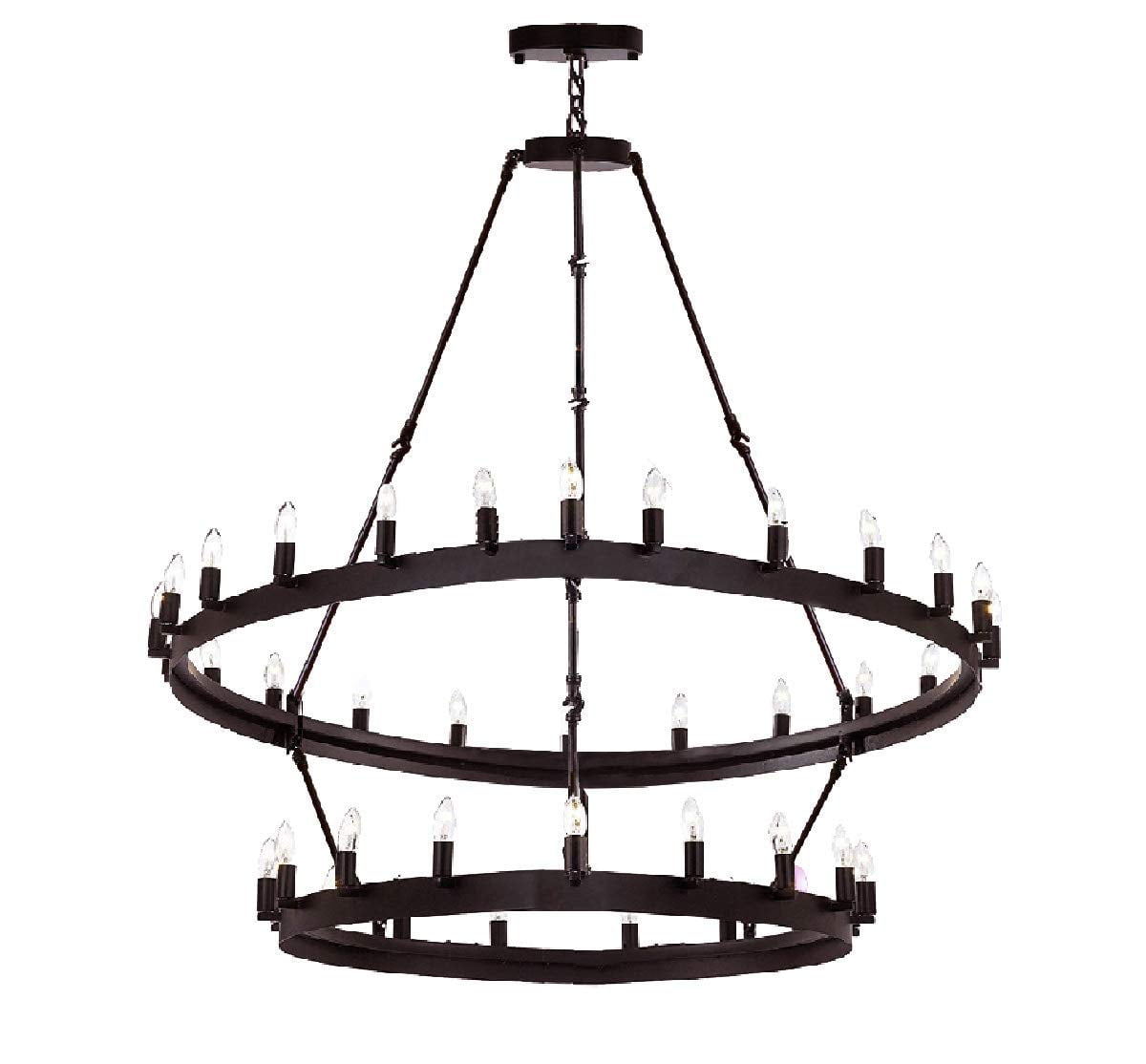 Wrought Iron Vintage Barn Metal castile Two Tier Chandelier Chandeliers Industrial Loft Rustic