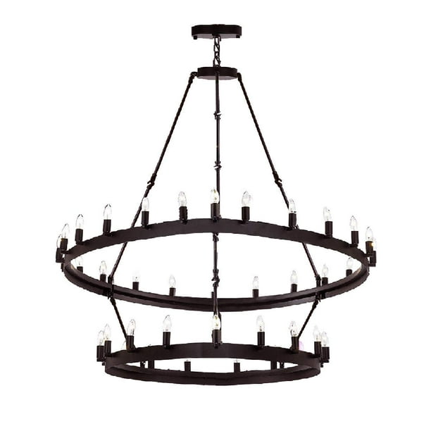 Wrought Iron Vintage Barn Metal castile Two Tier Chandelier Chandeliers