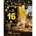 thumbnail image 7 of YANSION 16th Birthday Decorations for Boys Girls, 16th Birthday Balloons Black Gold with 16 Balloons, Triangle Flag Banner, Banner | 16 Year Old Party Supplies Decor, 7 of 7