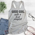 thumbnail image 2 of Good Girl With A Hood Playlist Tank Top, Ladies Racerback Tank Top, Hood Tank, Music Tank, Silver Gray, Large, 2 of 3