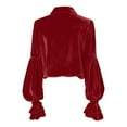 thumbnail image 5 of Velvet Tops for Women 2026 Spring Fashion Long Sleeve Button Down Lapel Collared Ruffle Casual Shirt Blouse Top, 5 of 5