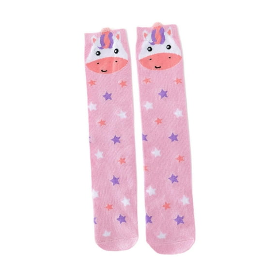 Mornei 1 Pair Kids Girls Knee High Socks Long Stockings Soft Funny Sweat Absorbent Kids