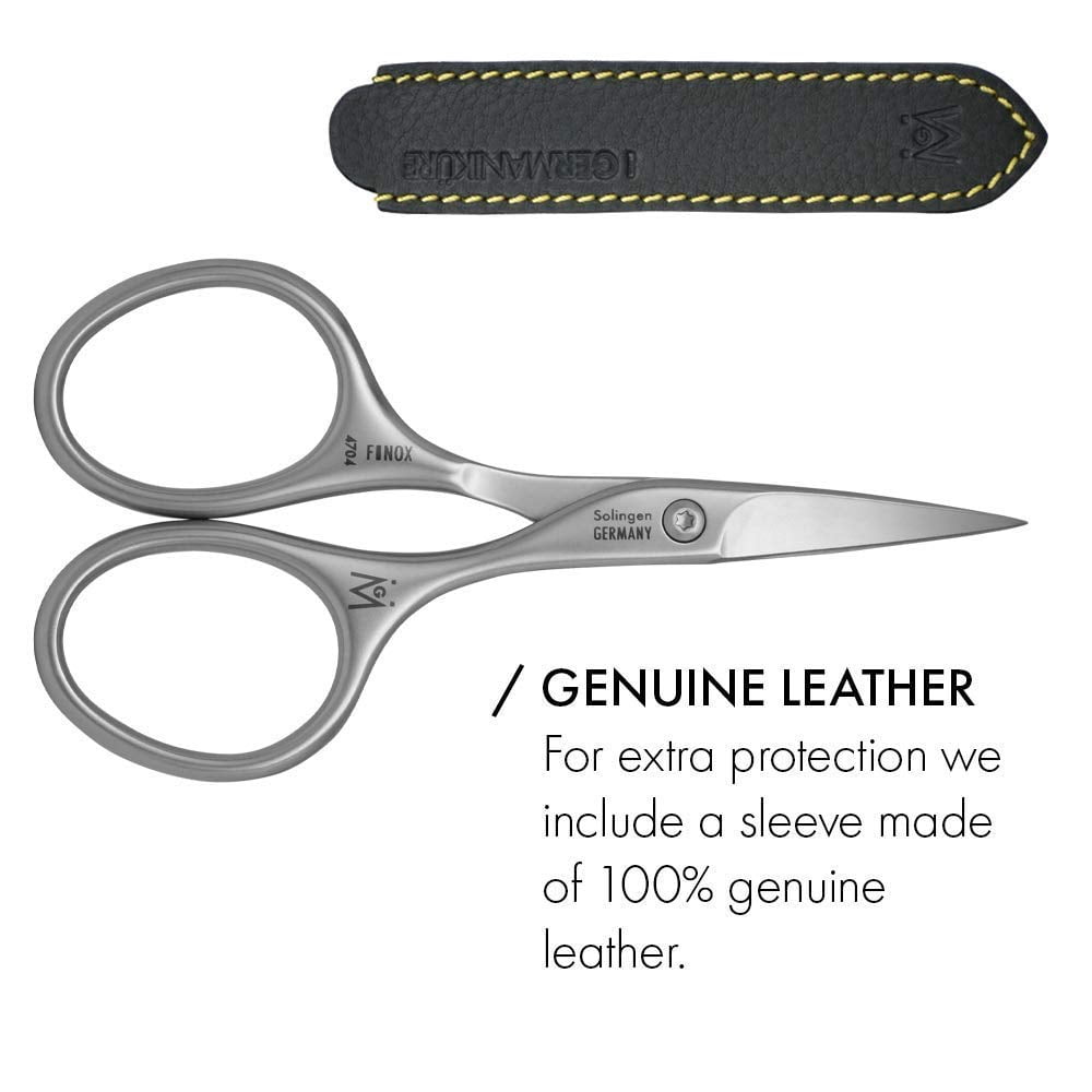 GERMANIKURE Professional Nail Scissors - FINOX High Carbon Stainless Steel Manicure Tools with Leather Case - Handcrafted in Solingen, Germany