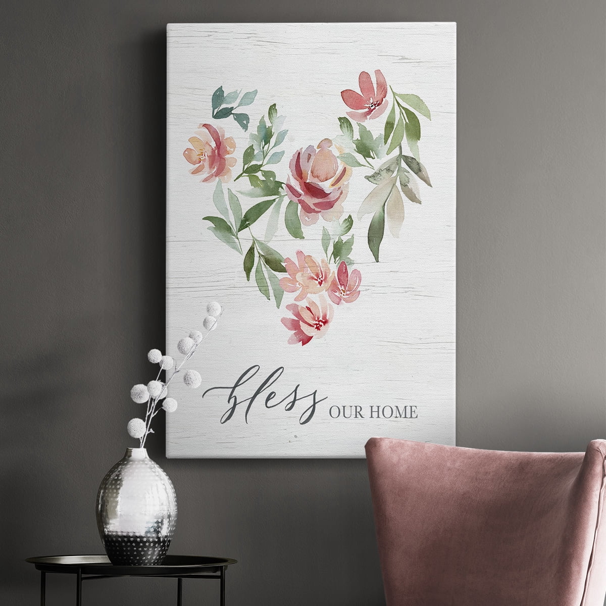 Paradise Floral Heart Premium Gallery Wrapped Canvas - Ready to Hang