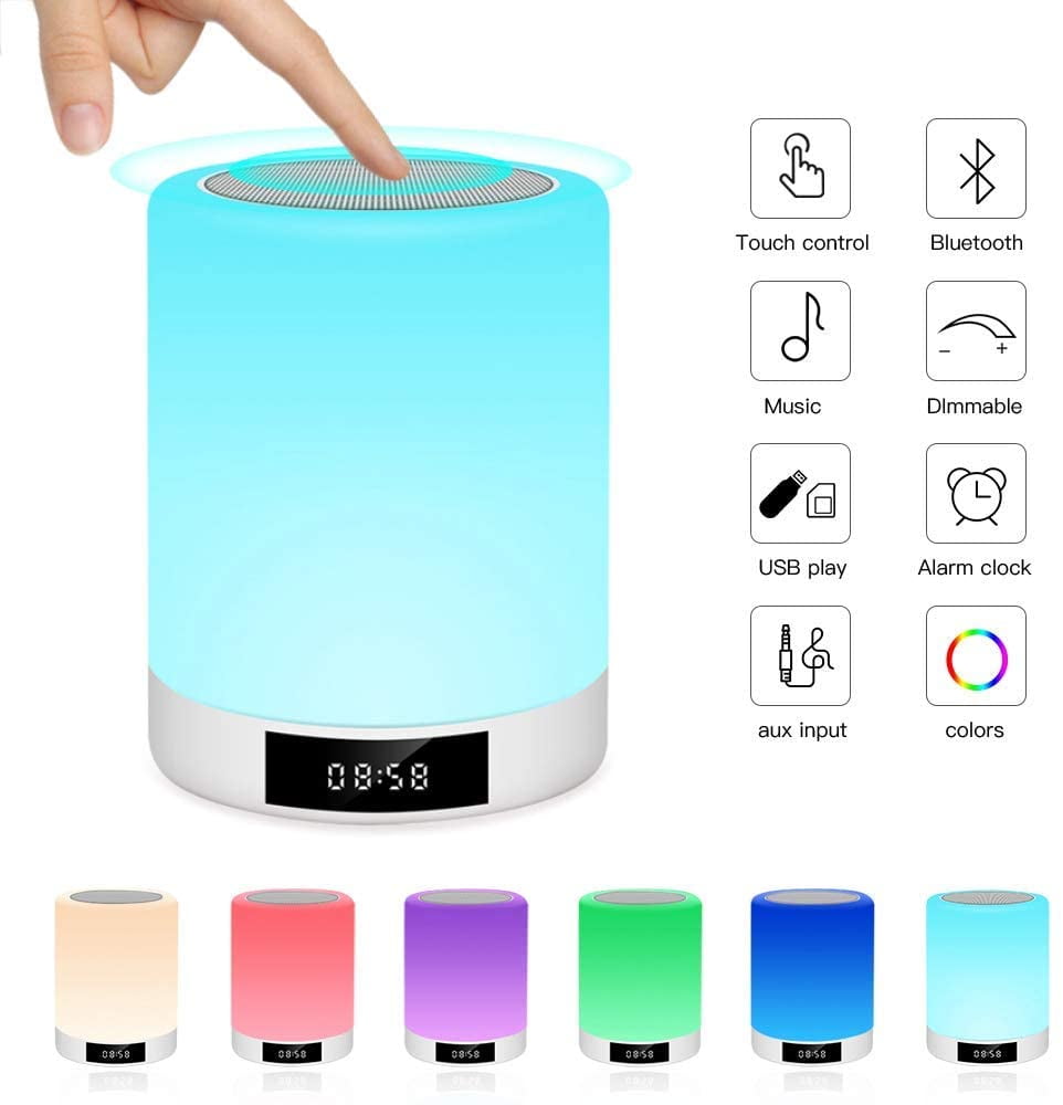 Bedside Lamp Bluetooth Speaker, Touch Sensor Bedside Lamp With Alarm