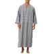 thumbnail image 1 of INSPIRAR CHIC Pijama de Rayas para Hombre, Corte Suelto, Ligero, Túnica Larga de Dormir, Gris M, 1 of 4