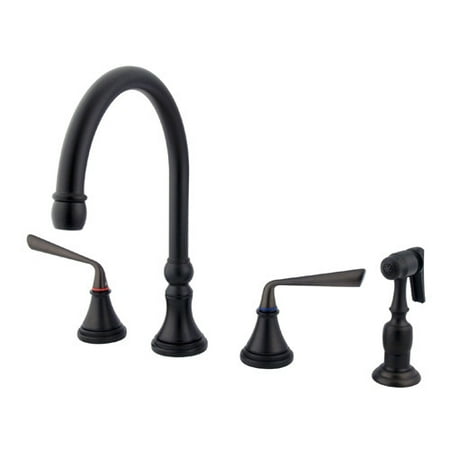 Kingston Brass Silver Sage Double Handle Kitchen Faucet with Side Sprayer