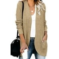thumbnail image 4 of Womens Long Sleeve Open Front Waffle Chunky Knit Cardigan Sweater Outwear, 4 of 5