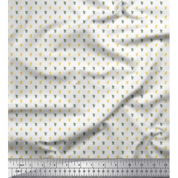 Soimoi Cotton Duck Fabric Straw & Coffee Glass Shirting Print Fabric by The Yard 56 Inch Wide