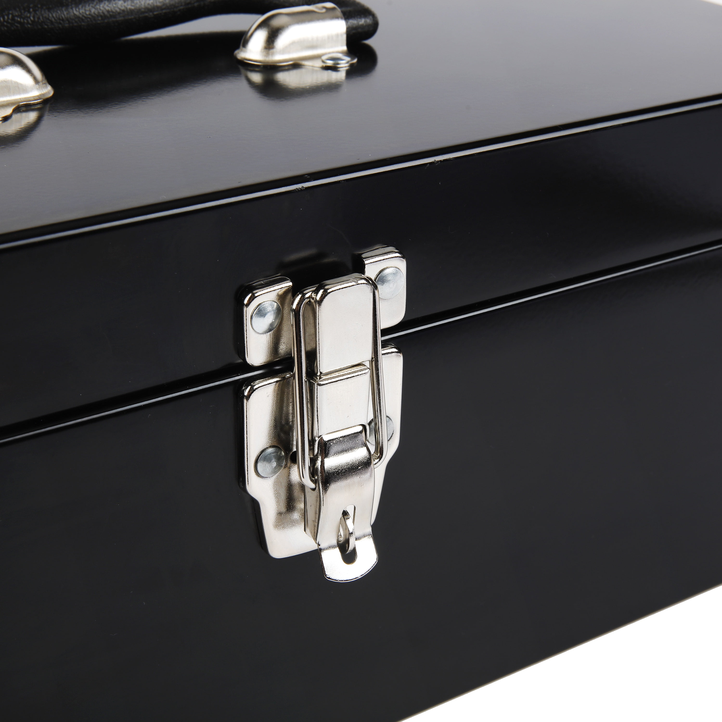Hyper Tough 16-inch Black Metal Toolbox with Removable Tray