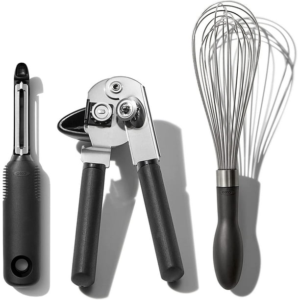 Juego de utensilios de cocina esenciales de acero inoxidable de 3 piezas Good Grips