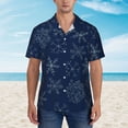 thumbnail image 2 of Fuzoiu Snowflake Dark Blue Print Hawaiian Shirt for Men, Summer Beach Casual Short Sleeve Button Down Shirts, Men’s Beach Summer Shirts with Pocket,Large, 2 of 7