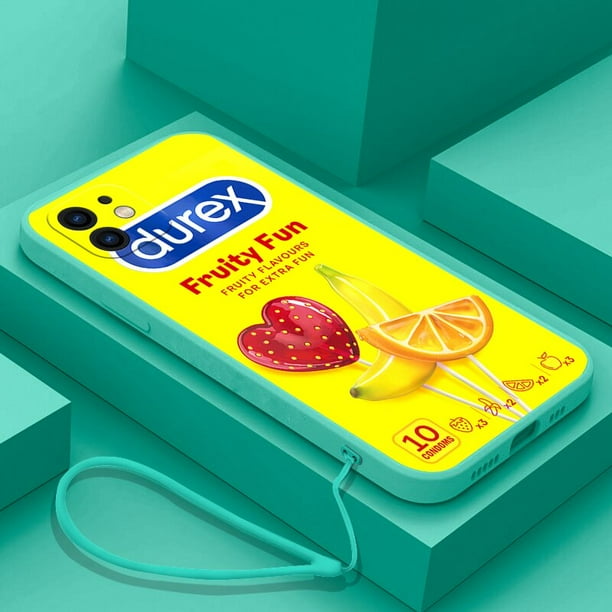 Funda de teléfono con diseño de caja de condón Sexy para iPhone 14, 13, 12, 11 Pro Max, Mini, X, XR, XS, MAX, SE20, 8, 7 Plus, con correa de mano Fivean unisex