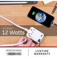 thumbnail image 4 of Bande d'Alimentation de Protection contre les Surtensions GE Pro avec Charge Rapide USB, Rallonge Extra Longue de 8 Pieds, Prise Plate, 2 Prises, 2 USB, 4 of 5