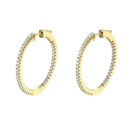 Womens Hoop Huggie Earrings 14k Gold Over Sterling Silver Lab Created Cubic Zirconias 35mm Classy