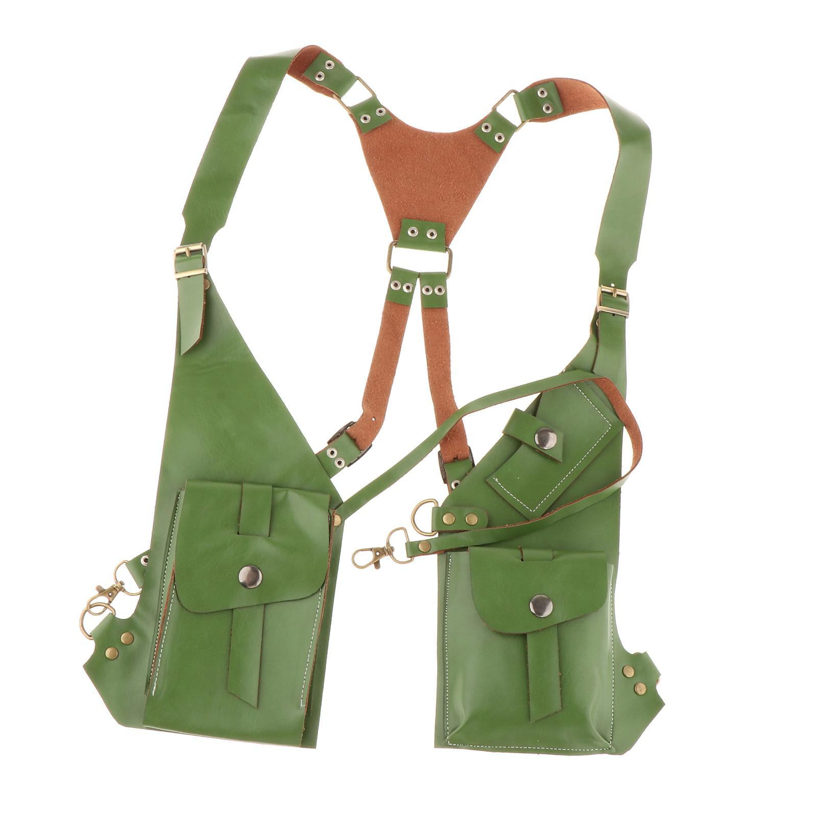 Abbraccia Steampunk Shoulder Harness Pouch Wear Resistant Wallet Bag for Motorcycling Street Green