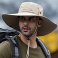 thumbnail image 4 of Sombrero de pescador con sombrilla de poliéster para hombre y mujer, gorro de ala grande impermeable resistente al desgaste para exteriores, 62cm de circunferencia, 4 of 5