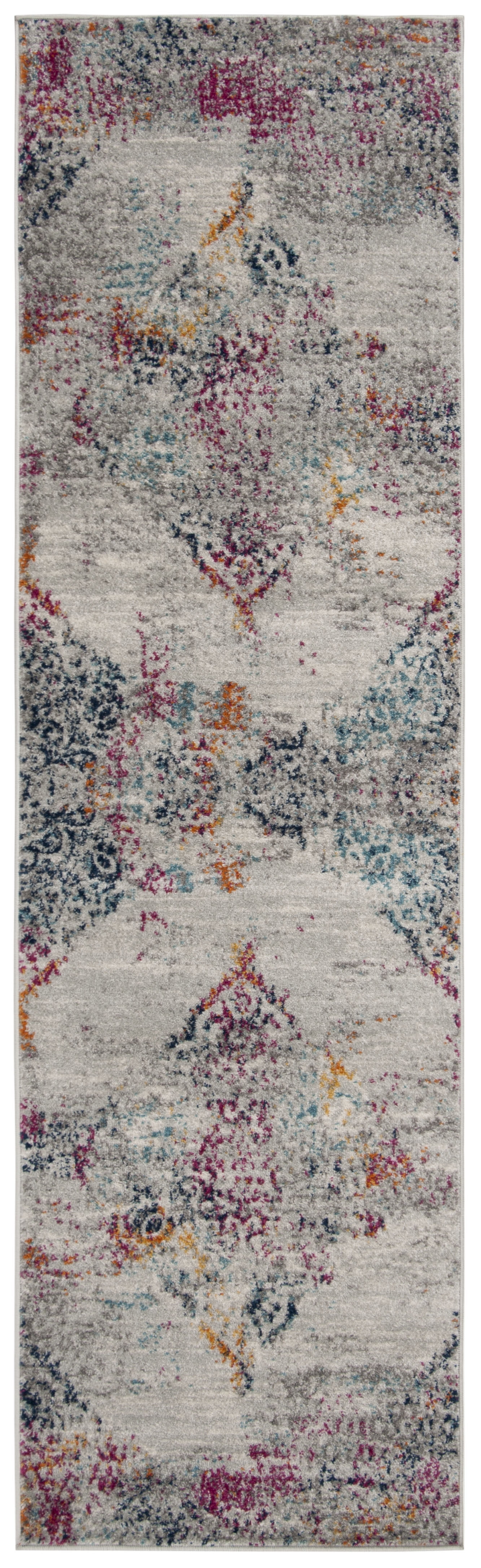Safavieh Madison Michelle Distressed Runner Rug, Light Gray/Fuchsia, 2'3" x 8'