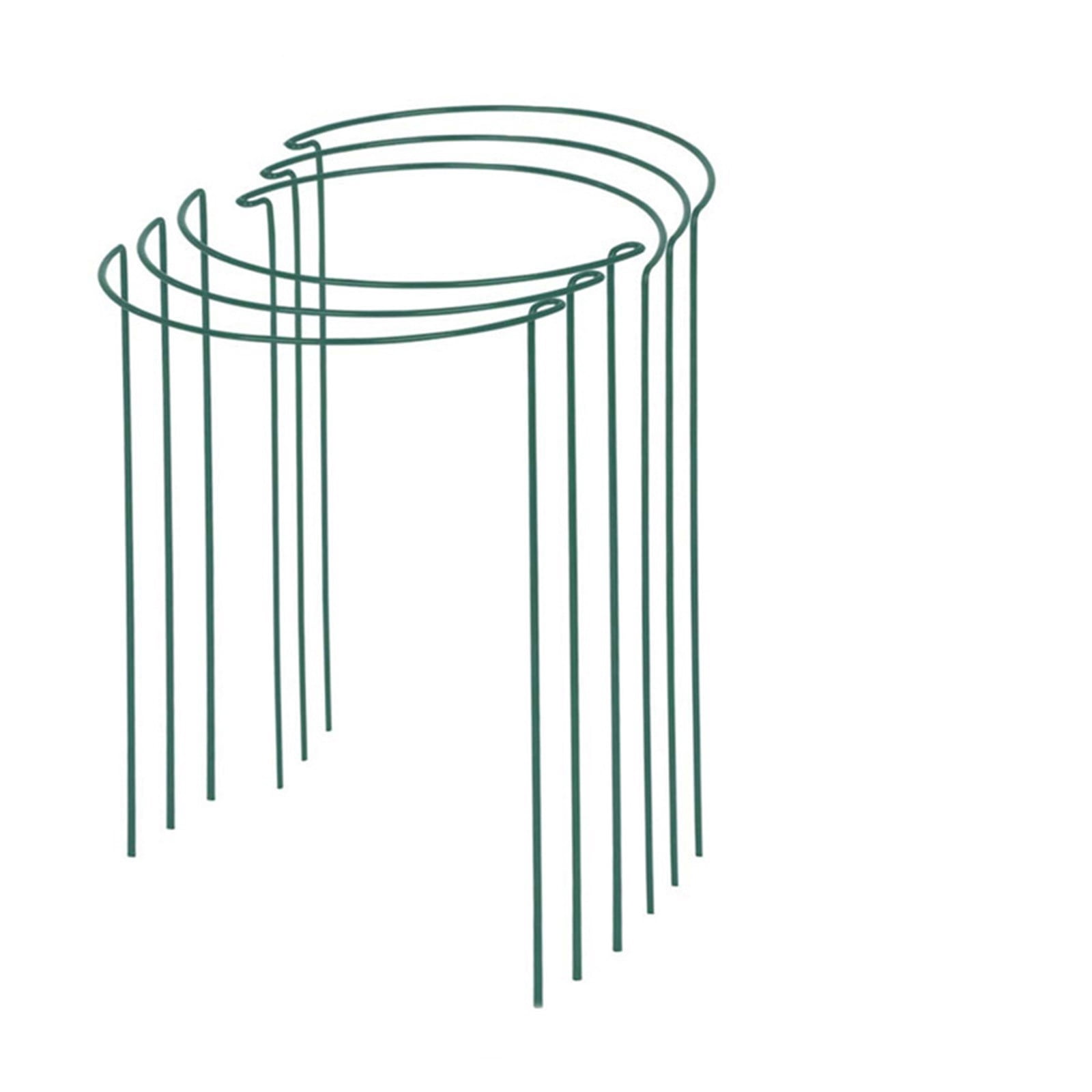 10 Pack Plant Support Stakes, Half Round Metal Peony Cages and Support, 10" W x 16" H Metal Sturdy Garden Plant Support Ring Cage for Potted Plant,Hydrangea,Monstera,Rose Bush