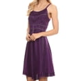 thumbnail image 4 of Sakkas Markay Short Mid Length Spaghetti Strap Sleeveless Embroidered Batik Dress - Purple - L/XL, 4 of 5