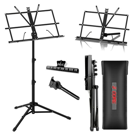 Music Stand For Sheet Music Professional Portable Adjustable Folding Music Note Holder Tripod Stands - BLK