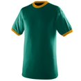 thumbnail image 1 of 710A T-Shirt Ringer, Vert Foncé et Or, Grand, 1 of 1