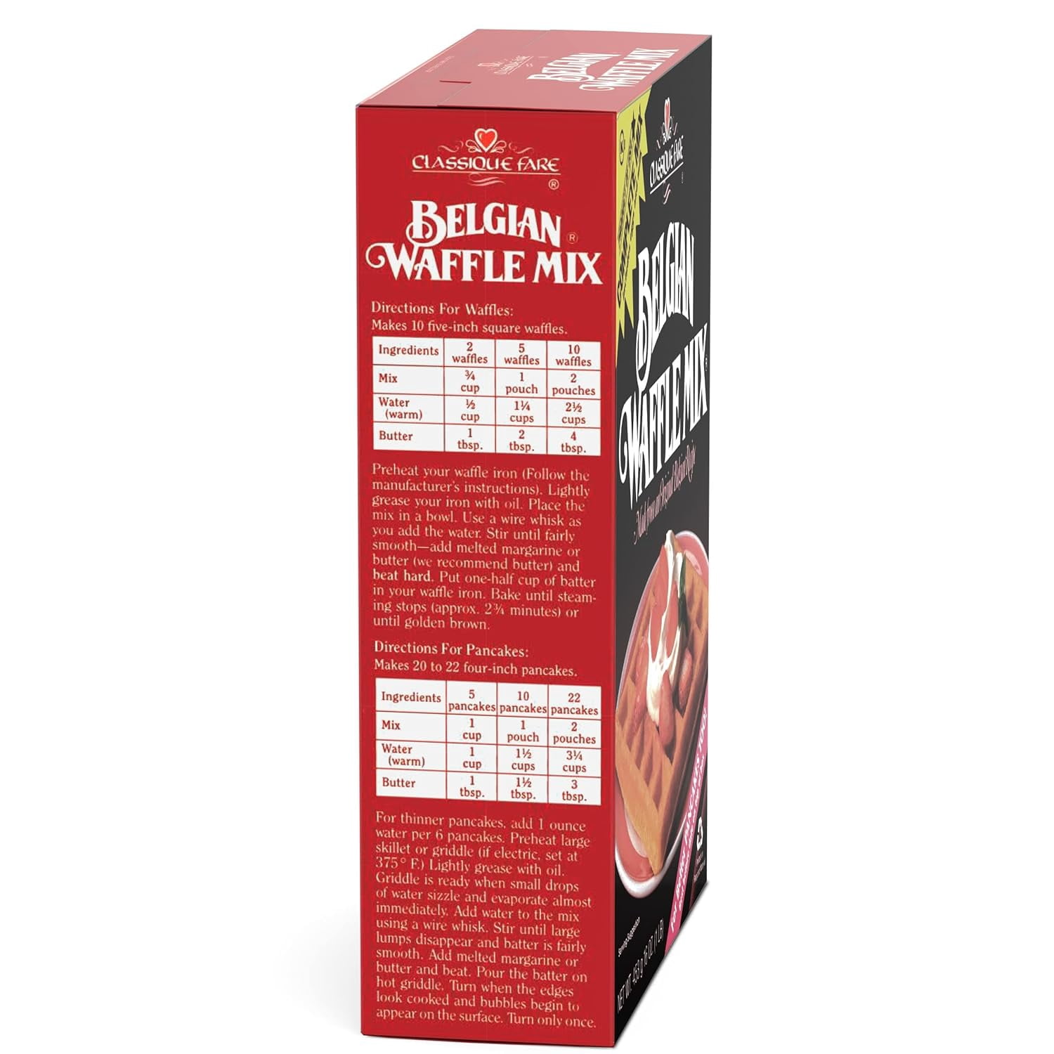 Classique Fare Belgian Waffle Mix 16 Oz Pack of 6.