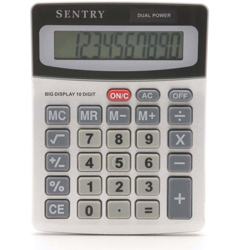 Sentry Mini Desktop Calculator, Silver/Black