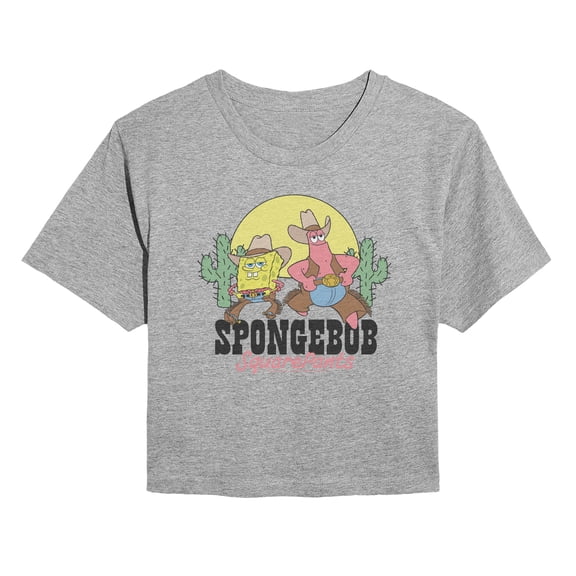 SpongeBob SquarePants - Cowboy - Juniors Cropped Graphic T-Shirt