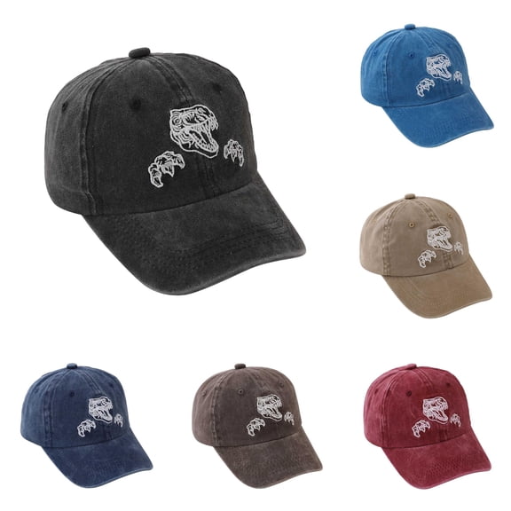 Oiyii Toddler Boy’S Baseball Caps Dinosaur‑Embroidered Casual Daily Baseball Hats, Black
